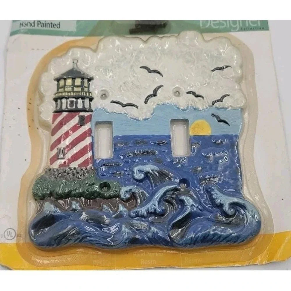 Light switch cover lighthouse ocean sea Hand Painted Amerelle Resin grannycore‎